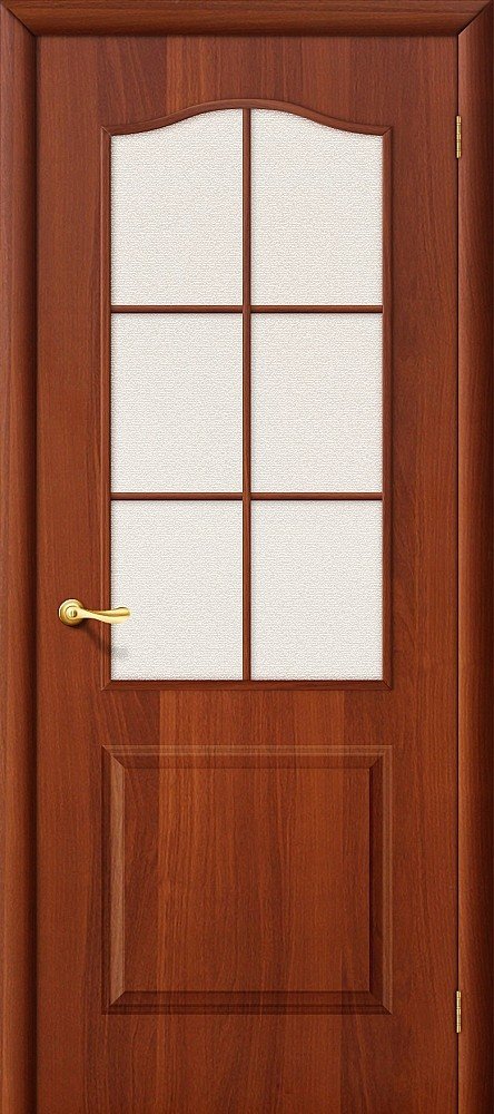 Фото двери ламинированная Палитра Л-11 (ИталОрех) со стеклом ламинированная   010-0596 в Белгороде